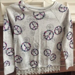 Justice Gray Peace Floral Sz 10 Sweater Top
